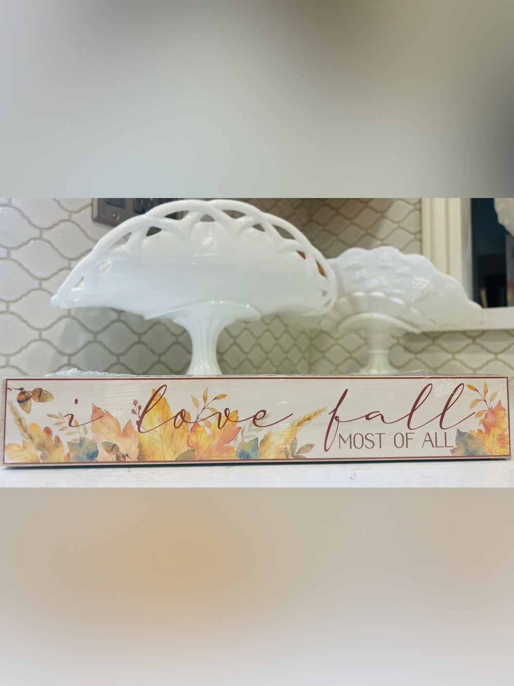 Autumn Leaves 'Love the Fall' Vertical Decorative Sign